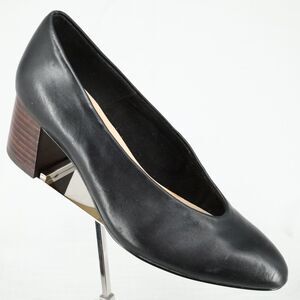 Bella Vita Shoes Womens 5 M Black Leather Pumps Block Heels Almond Toe New